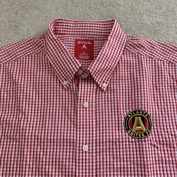 Atlanta‎ United FC Shirt Mens XL Red Check Button Up Business Long Sleeve - Picture 2 of 9